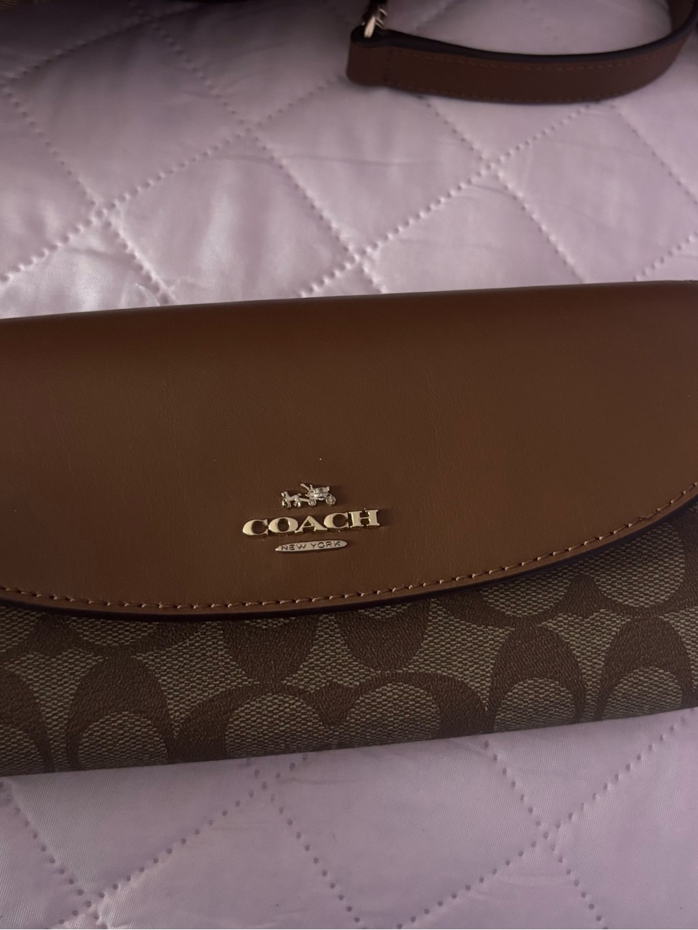 Coach Brown Signature Canvas & Leather Flap Crossbody